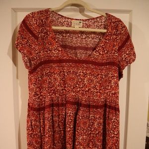 Red boho baby doll dress